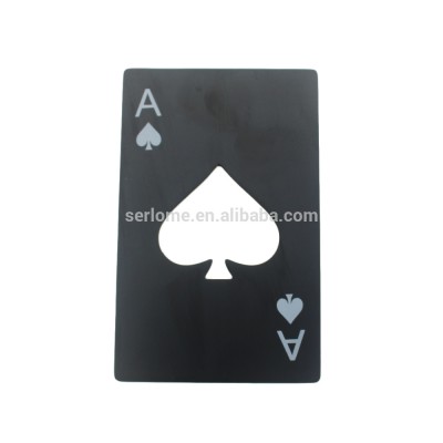 Bar Accessory Outdoor Survival Card Black Ace Playing Poker Card Stainless Steel Credit Card Bottle Opener