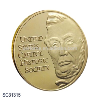 Customized Design United States Celebrity Souvenir Lincoln Gold Commemorative Round Coin