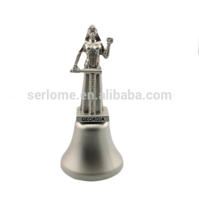 Matted Nickel Zinc Alloy Woman Figure Tourism Souvenirs Art Crafts Dinner Bell