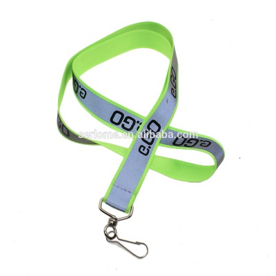 Custom Logo Neck Strap Phone Holder Card Holders Fluorescent Green Christmas Fabric Ribbon Reflective Medal Sport Lanyard