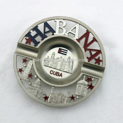 Zinc Alloy Sliver Color Customized Cuba Habana Metal Souvenir Ashtray