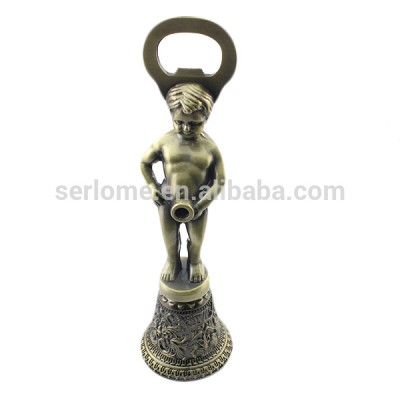 Zinc Alloy Boy Figure Vintage Style Antique Brass Metal Corkscrew Vienna Wine Beer Bottle Opener Souvenir Dinner Bell