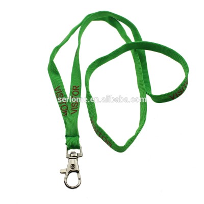 Custom Made Green Printed Logo Nylon Printing Keychain Holder Cell Phone Woven Lanyard Necklace Strap Knitted Webbing Lanyard