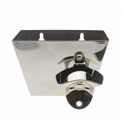 Clear Mirror Effect Wall Mount Cap Catcher Bin Shiny Zinc Alloy Wall Mount Bottle Opener