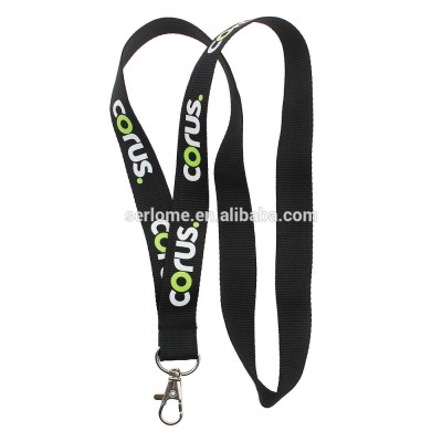 Custom Printed White Green Logo Nylon Sport Medal Name Badge Card Neck Strap Wide Stain Ribbon ID Holder Plain Black Lanyard