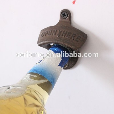 Wholesale Vintage Style Barware OPEN HERE Cast Iron Wall Mount Beer Bottle Opener