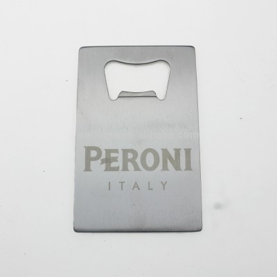 Lasered Engraved Logo PERONI Beer Credit Card Stainless Steel Bottle Opener