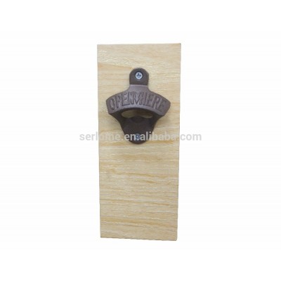 Beer Bottle Opener Wood Magnetic Cap Catcher