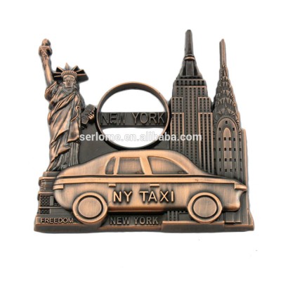 Custom New York City Zinc Alloy Metal Antique Copper Magnet Souvenir Fridge Magnet