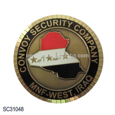 Zinc Alloy Convoy Security Company Iron Custom Antique Brass Color Vintage Style IRAQ Souvenir Metal Challenge Coin